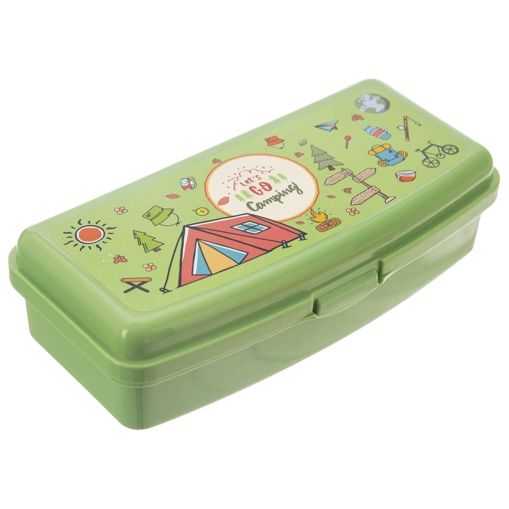 Green Lunch Box with Clip Lock and Divider for Meals