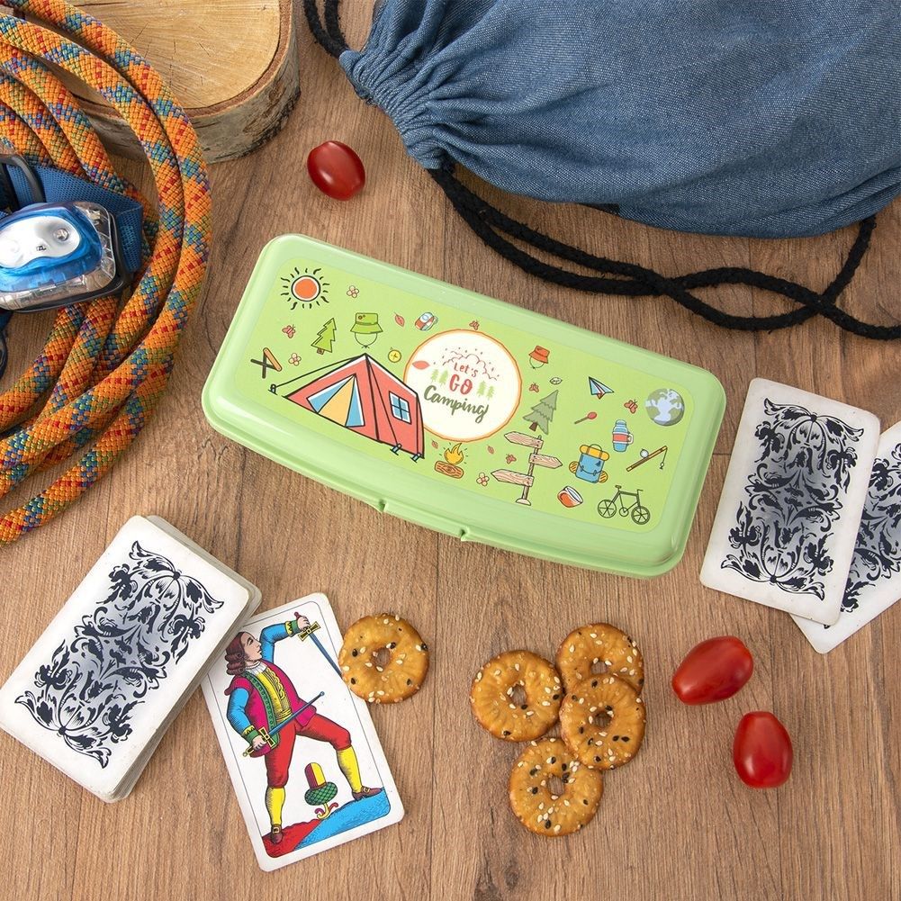 Green Lunch Box with Clip Lock and Divider for Meals