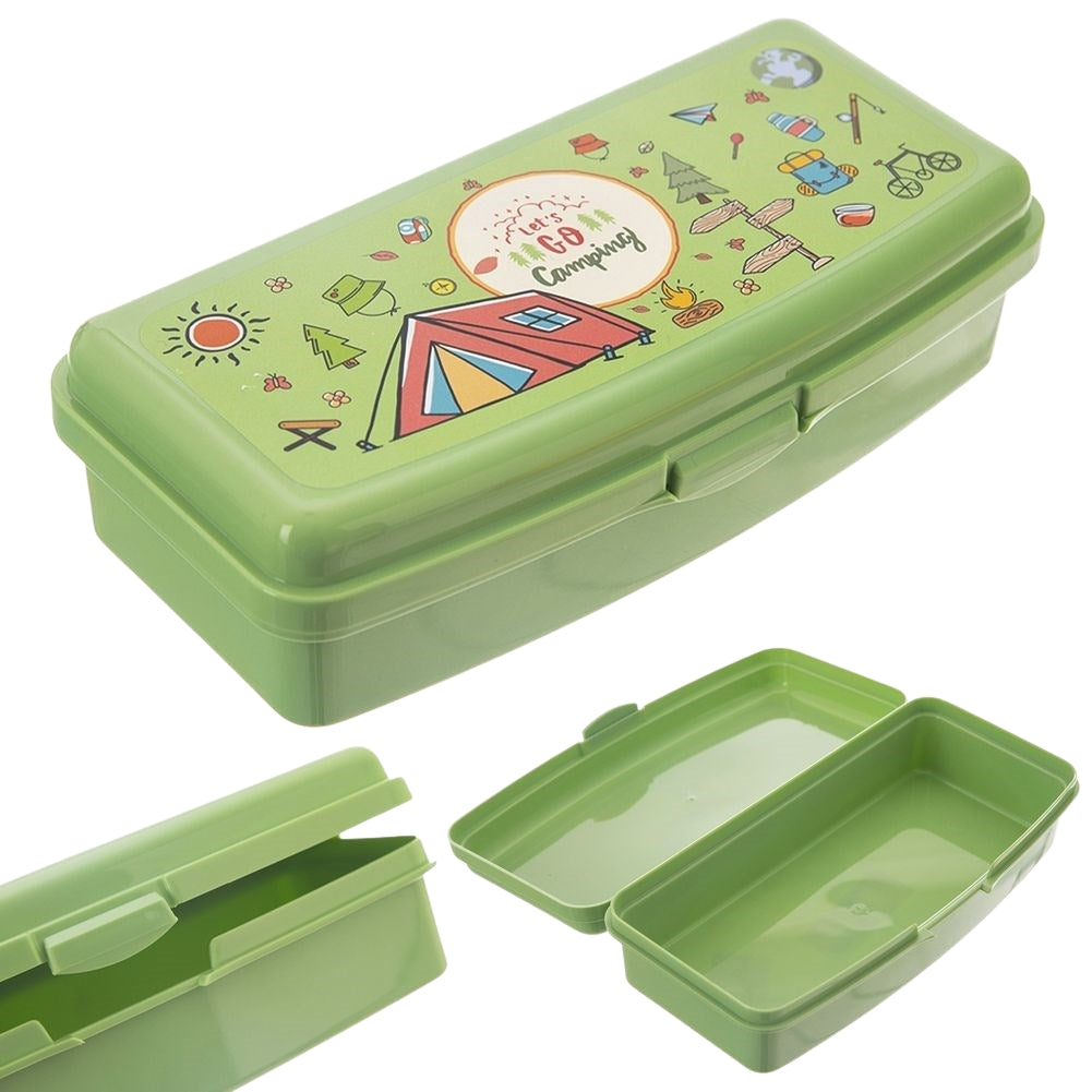 Green Lunch Box with Clip Lock and Divider for Meals