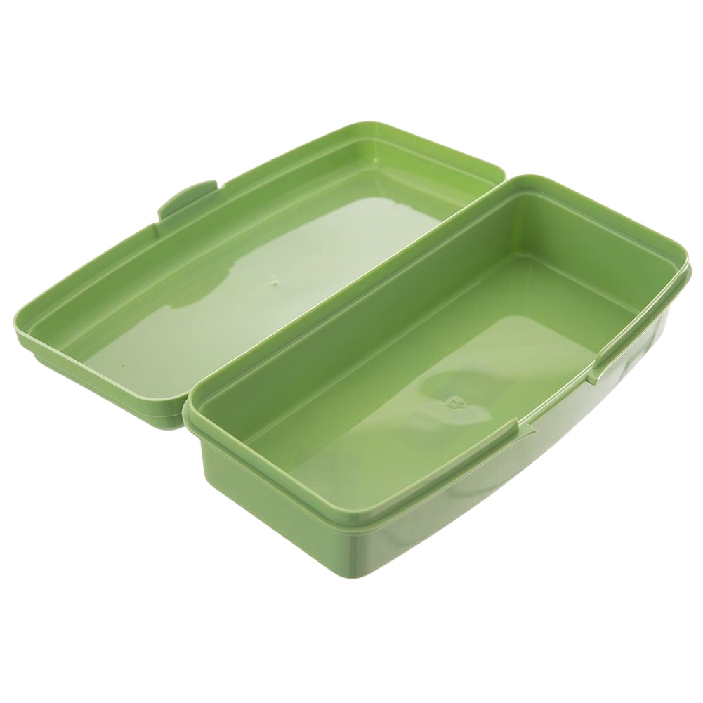 Green Lunch Box with Clip Lock and Divider for Meals