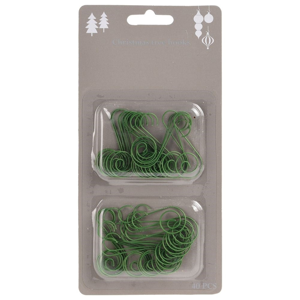 Green Metal Hooks: 40 pcs for Christmas tree decorations