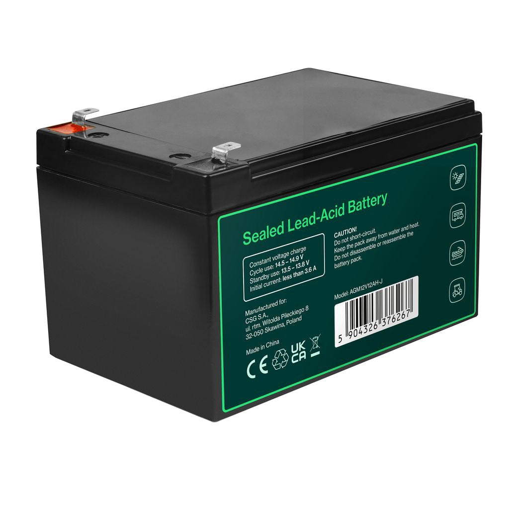 Greencell Agm Vrla 12V 12Ah underhållsfritt batteri