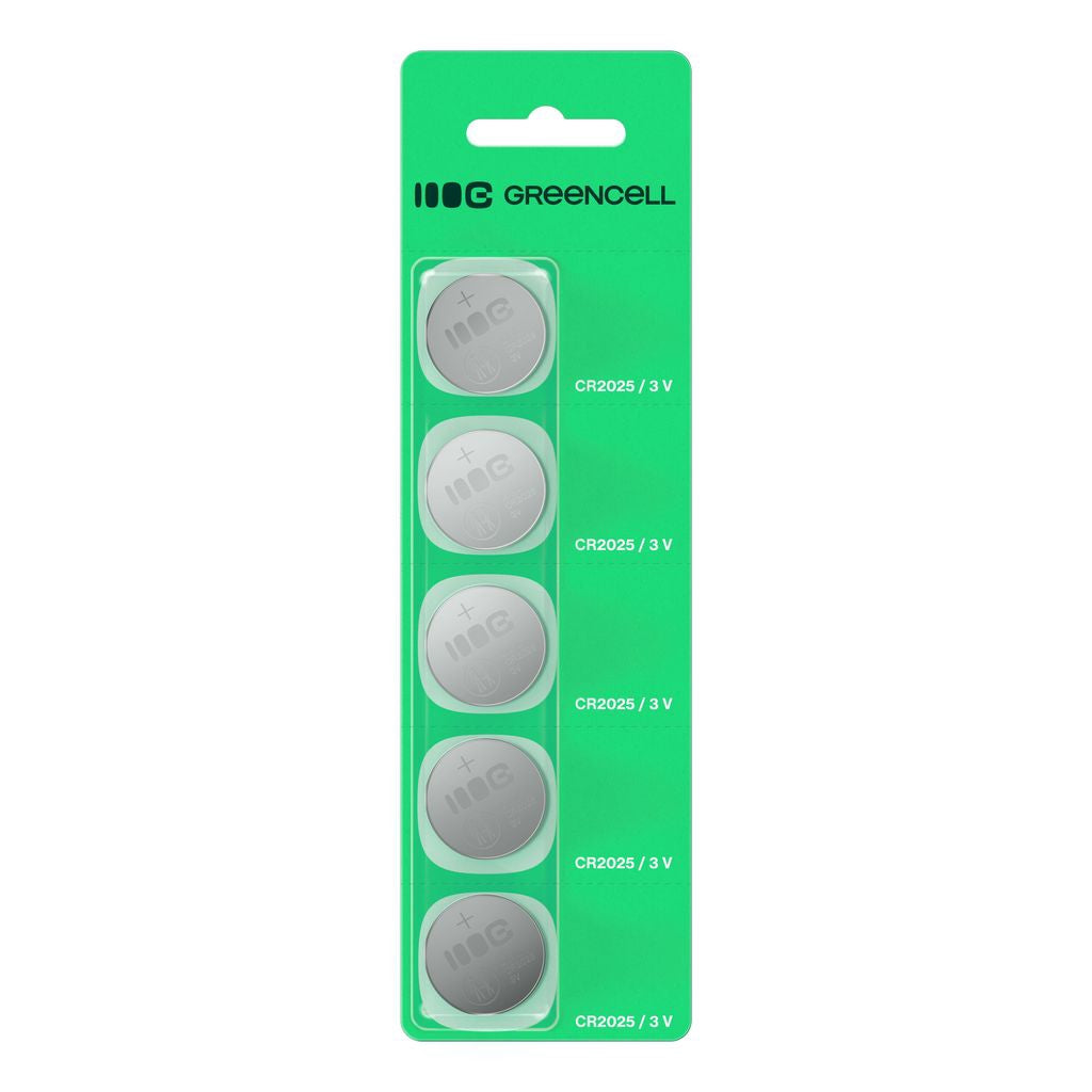 Greencell Litiumknappcellsbatteri Cr2025 3V 160mAh, 5-pack