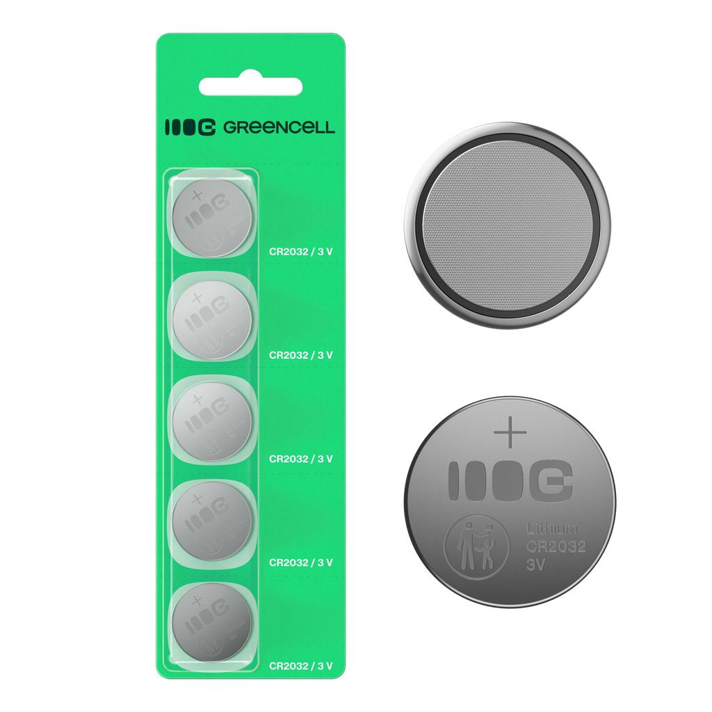 Greencell Litiumknappcellsbatteri Cr2032 3V 220mAh, 5-pack