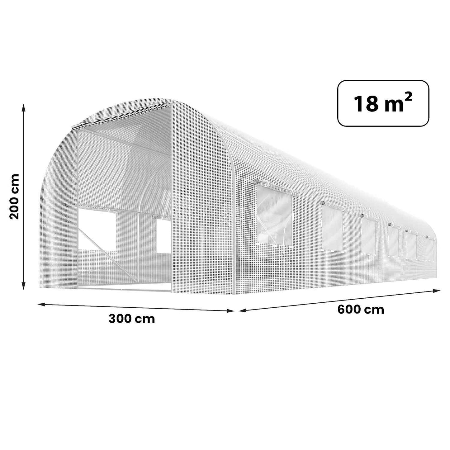 Greenhouse tunnel Foil 3x6m (18m²) White from Plonos