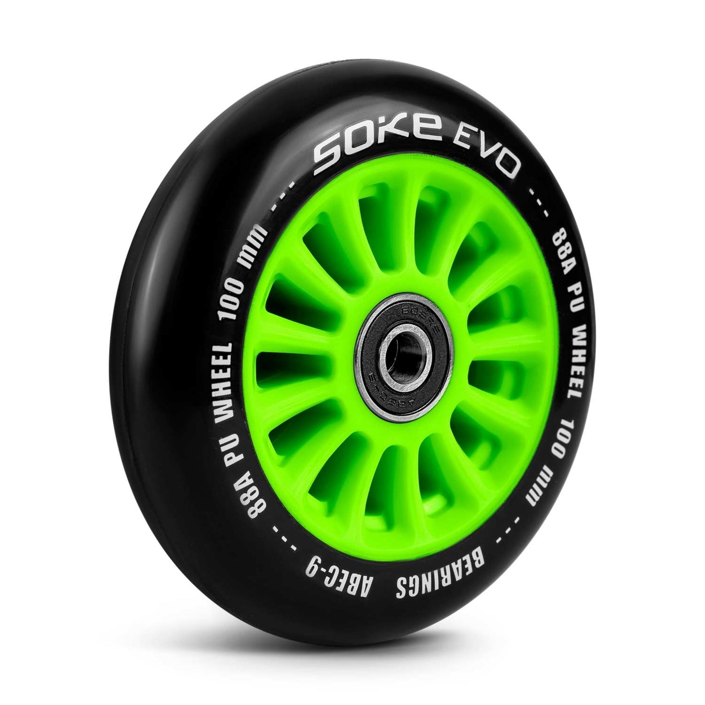 Green wheels for scooter 100 mm, 2-pack