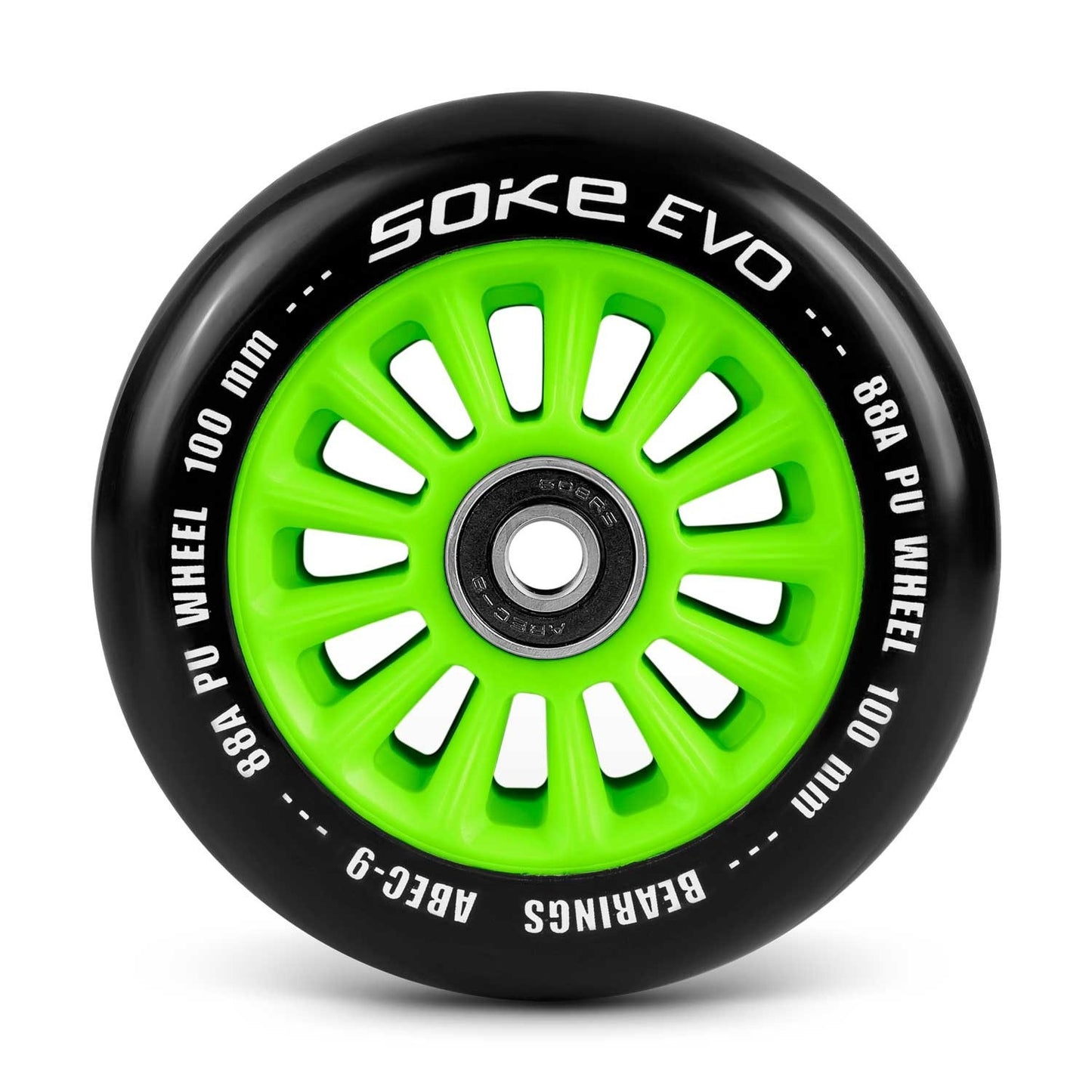 Green wheels for scooter 100 mm, 2-pack