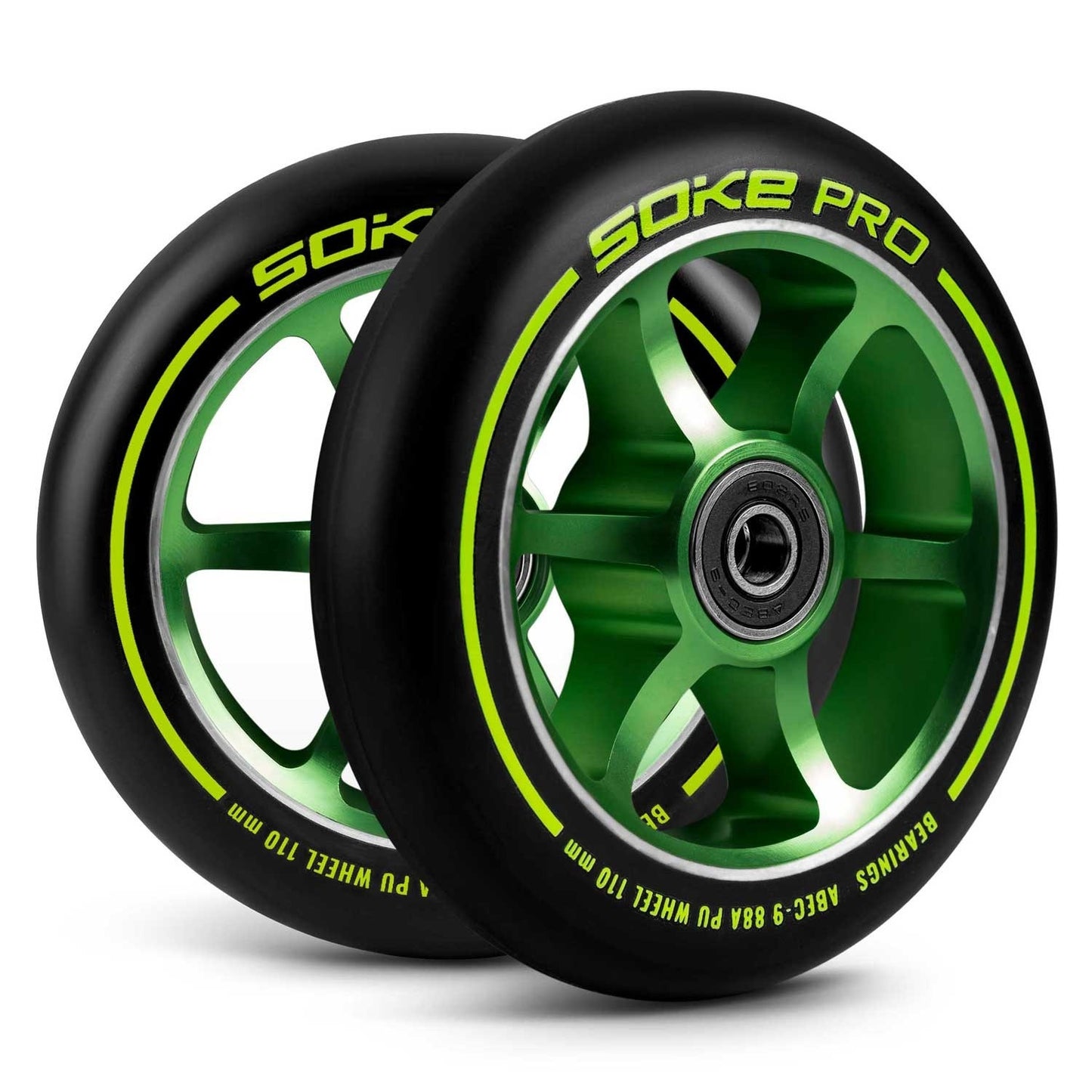 Green wheels for scooter 110 mm, 2-pack