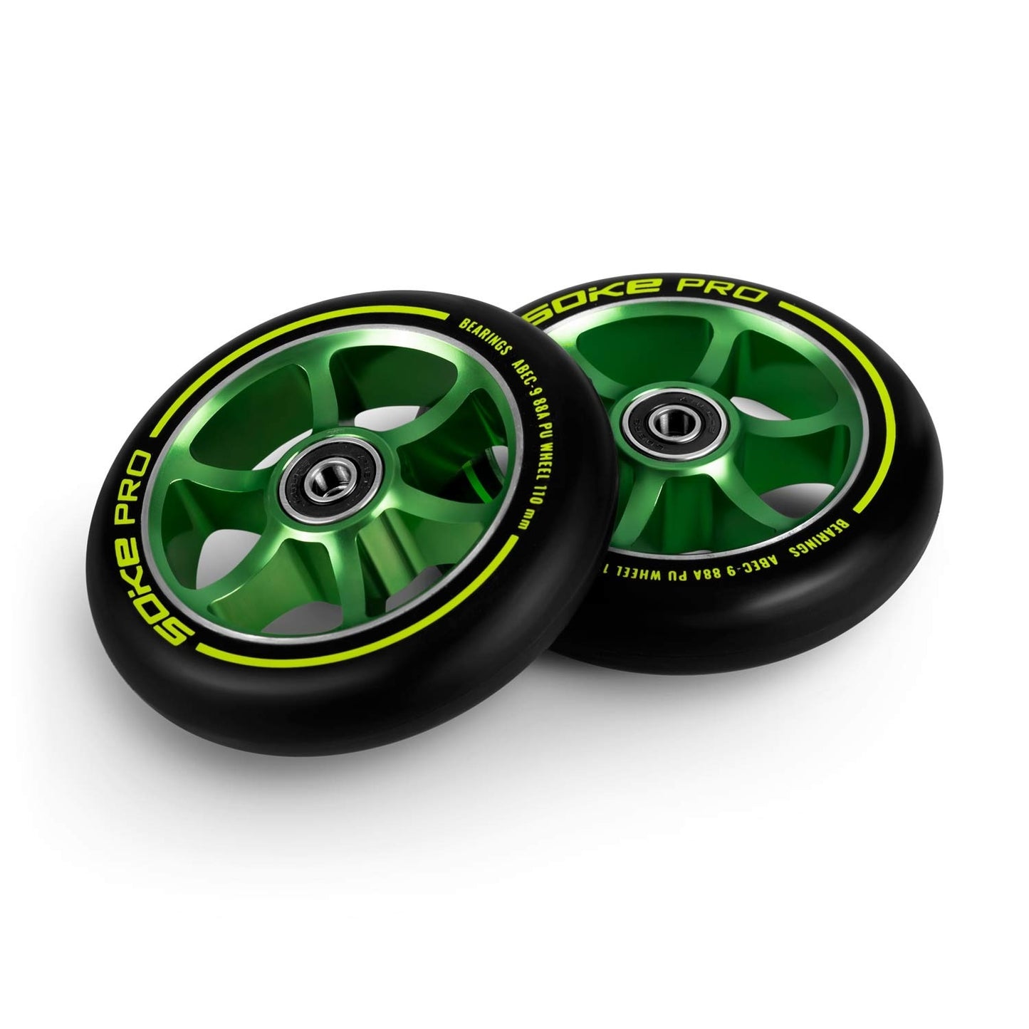 Green wheels for scooter 110 mm, 2-pack