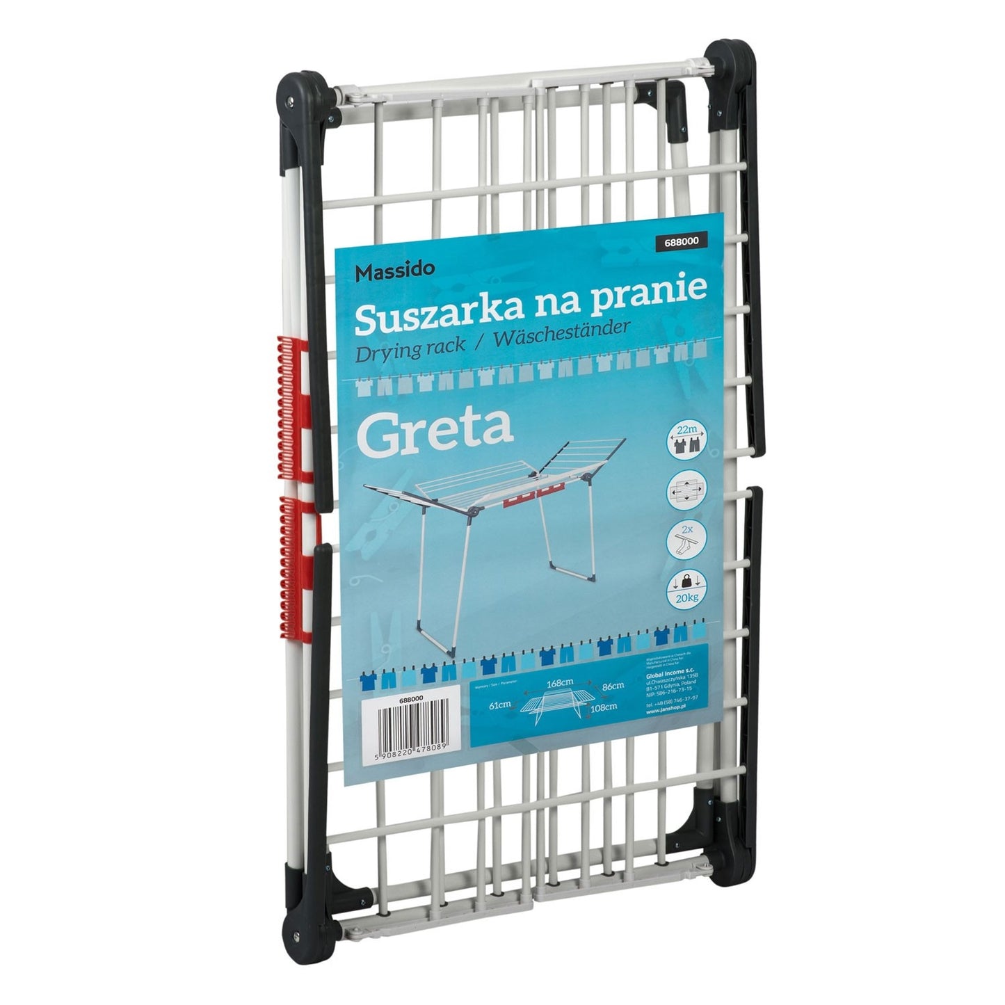 Greta foldable standing laundry dryer, 21 meters