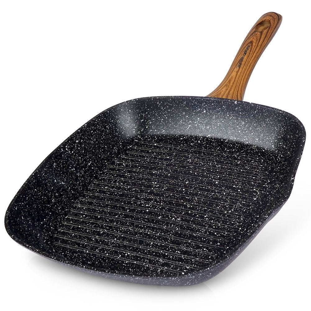 Grill Pan: Square Design & Five-Layer Granite Coating