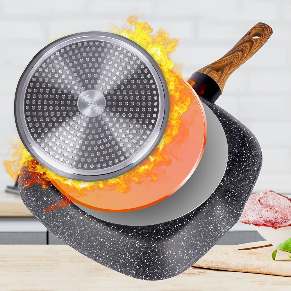 Grill Pan: Square Design & Five-Layer Granite Coating