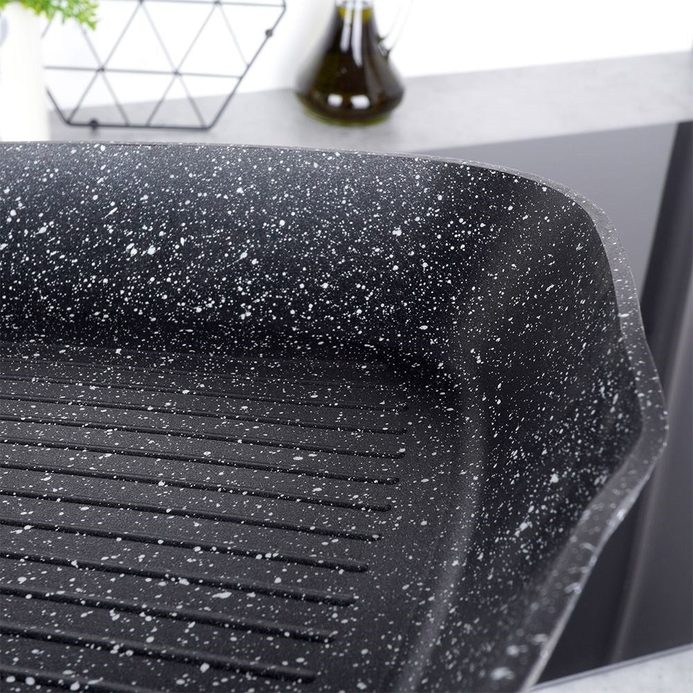 Grill Pan: Square Design & Five-Layer Granite Coating