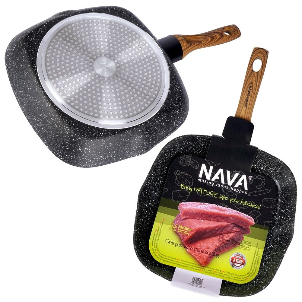Grill Pan: Square Design & Five-Layer Granite Coating