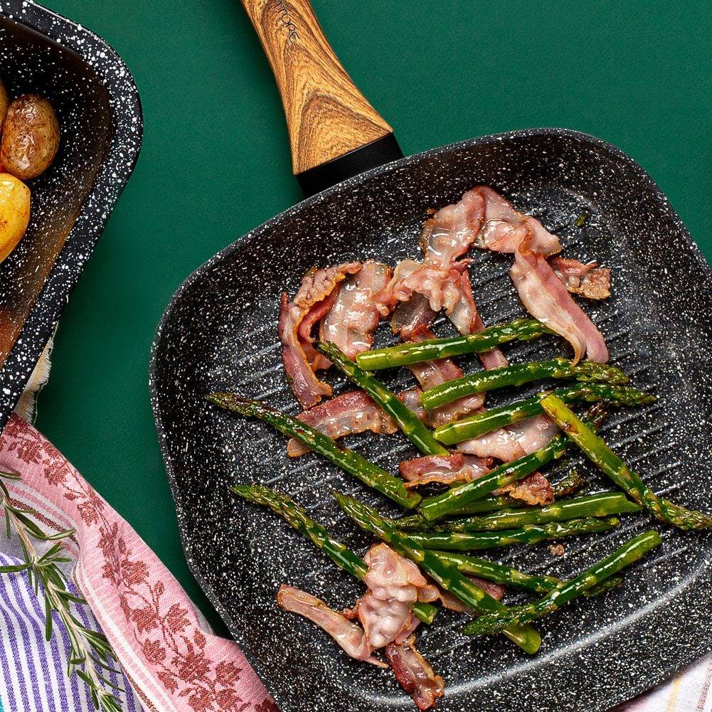 Grill Pan: Square Design & Five-Layer Granite Coating