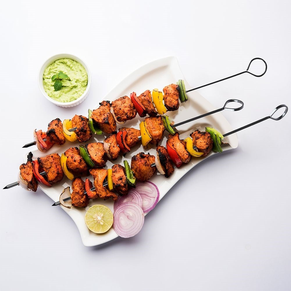 Grill Skewer Set: 8 Non-Stick Metal Skewers for Meat & Vegetables