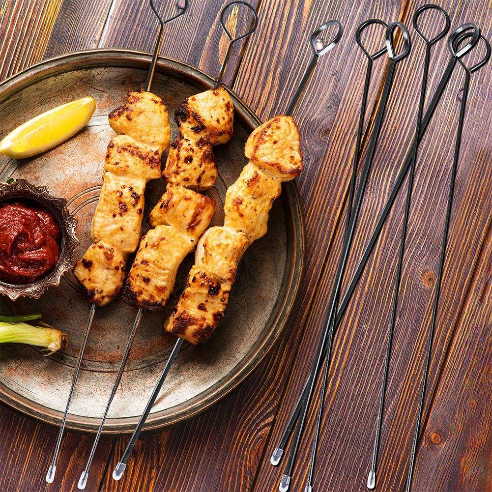 Grill Skewer Set: 8 Non-Stick Metal Skewers for Meat & Vegetables