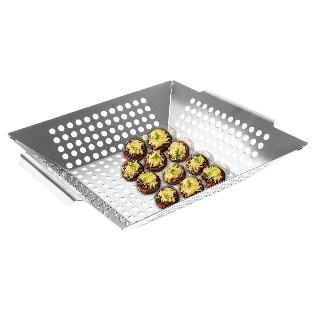 Grill basket in stainless steel for vegetables and meat
