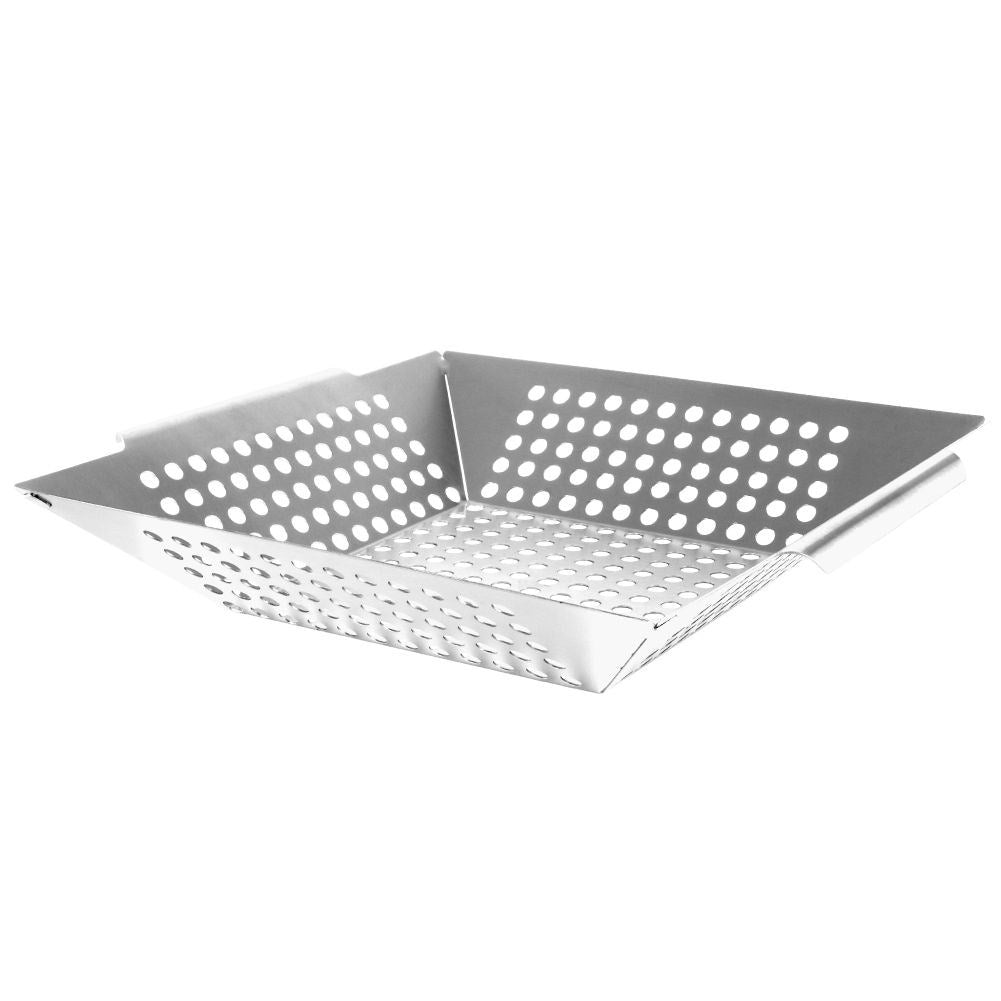 Grill basket in stainless steel for vegetables and meat