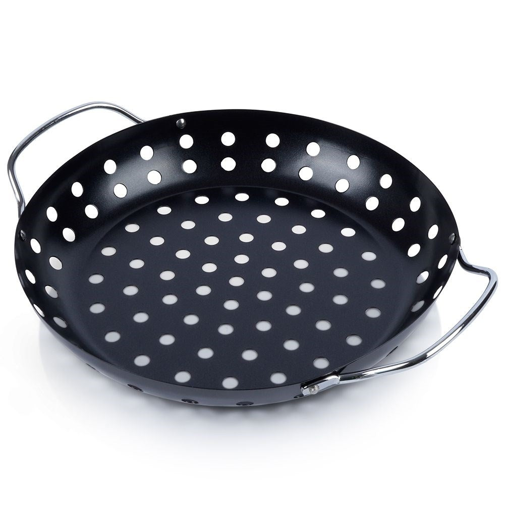Grill basket with handle for grill, oven & open fire