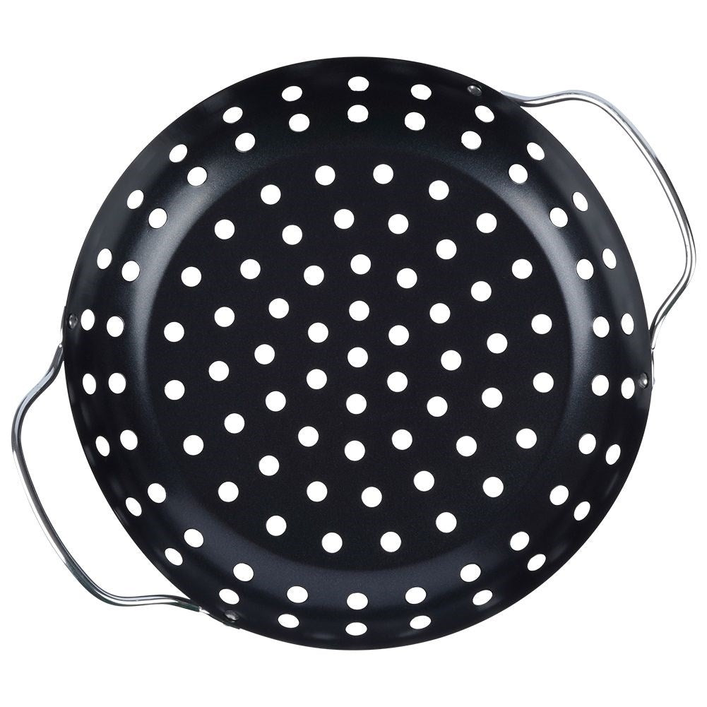Grill basket with handle for grill, oven & open fire