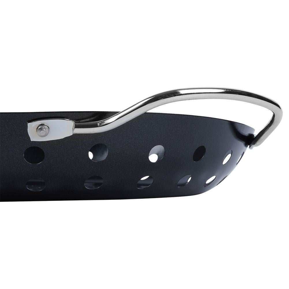 Grill basket with handle for grill, oven & open fire
