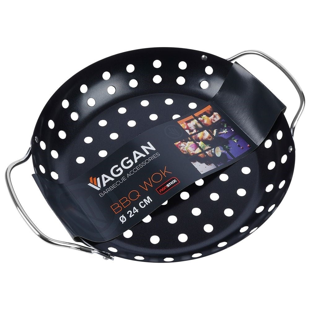 Grill basket with handle for grill, oven & open fire
