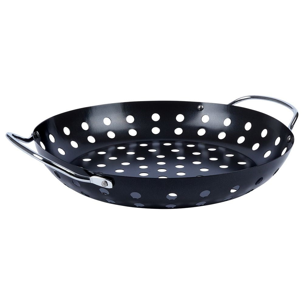 Grill basket with handle for grill, oven & open fire