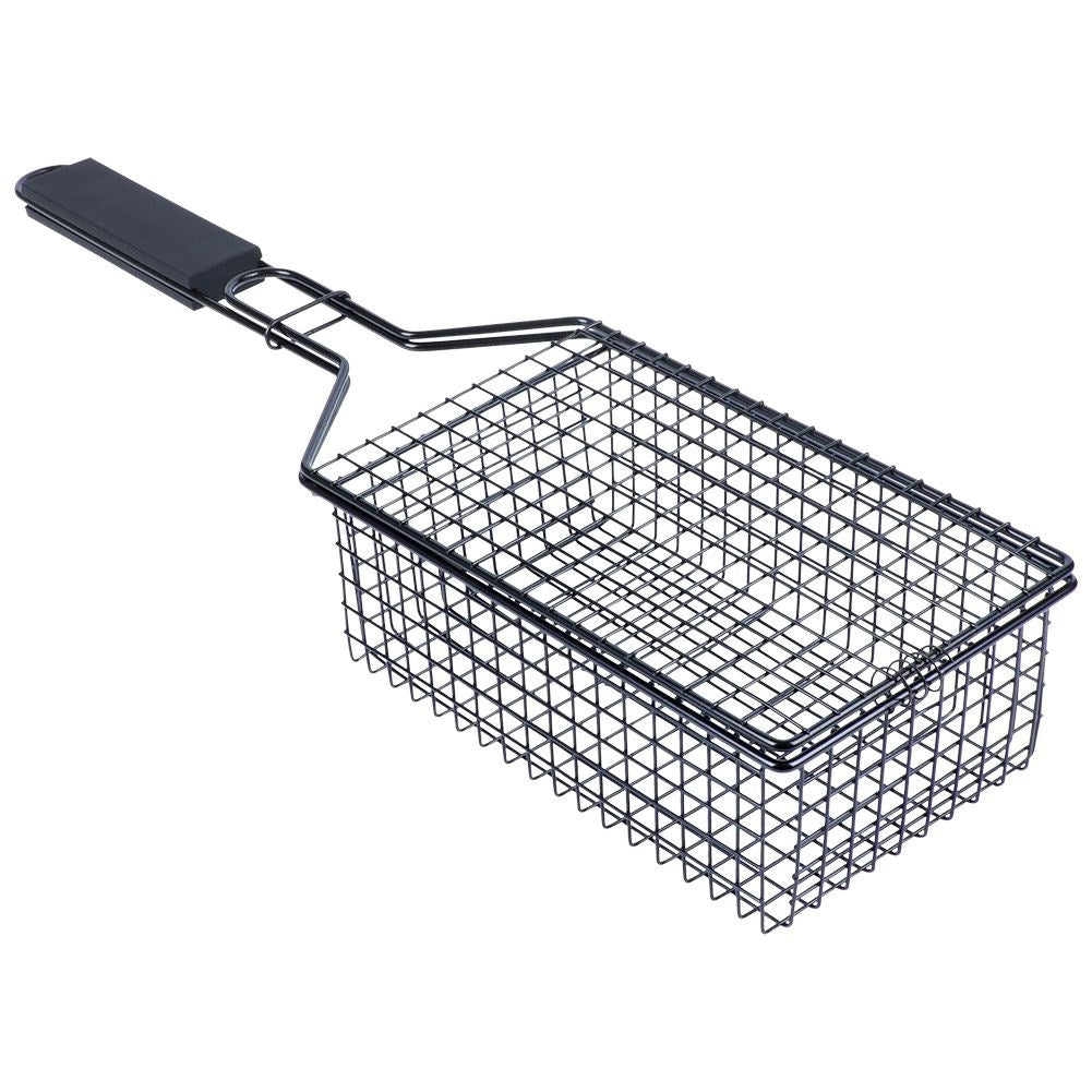 Grill basket with lock for easy cooking on the grill