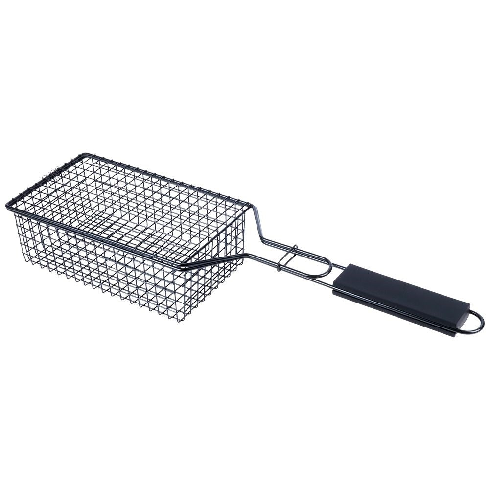 Grill basket with lock for easy cooking on the grill