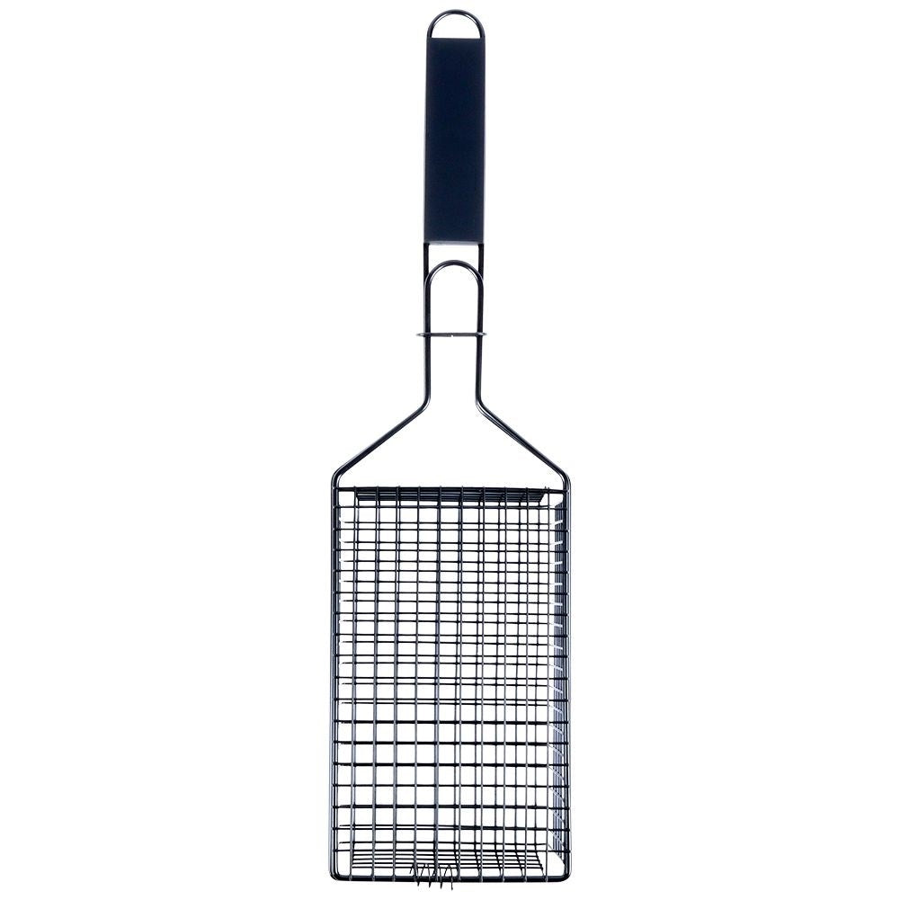 Grill basket with lock for easy cooking on the grill