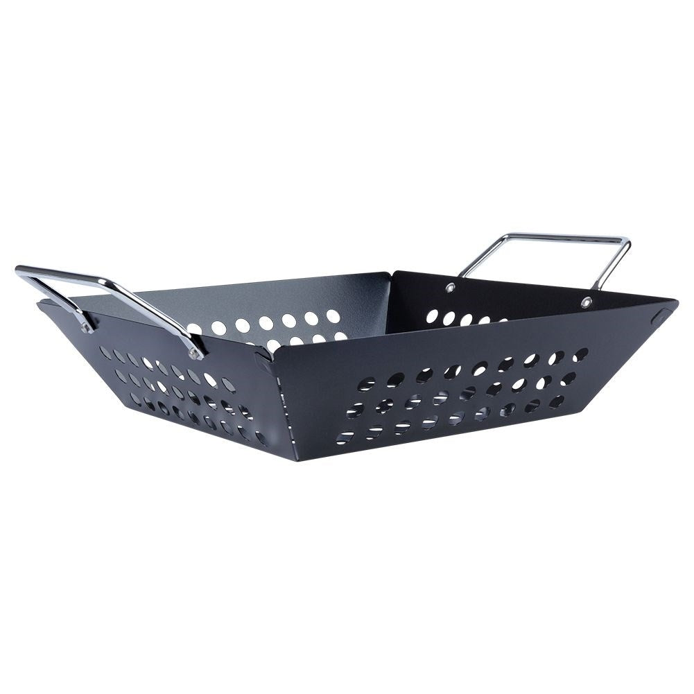 Grill basket with perforated surface and comfortable handles