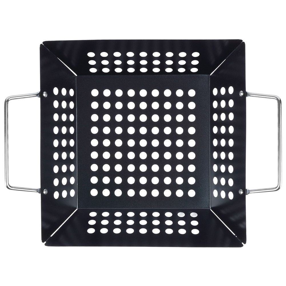 Grill basket with perforated surface and comfortable handles