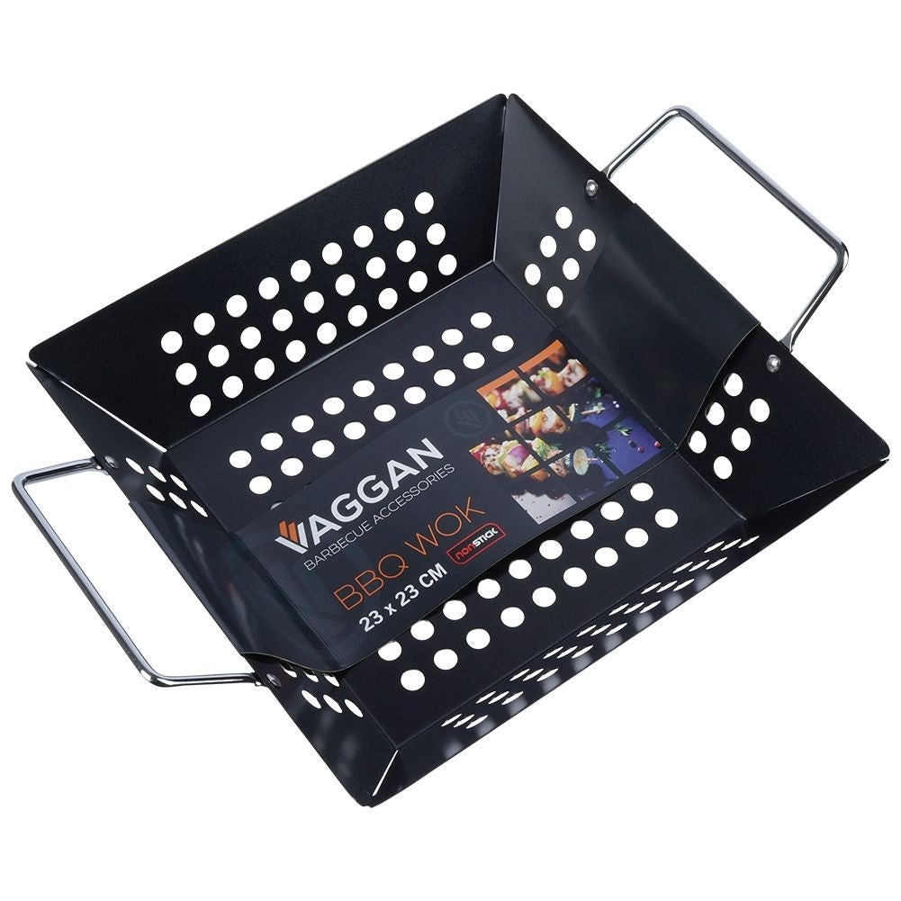 Grill basket with perforated surface and comfortable handles