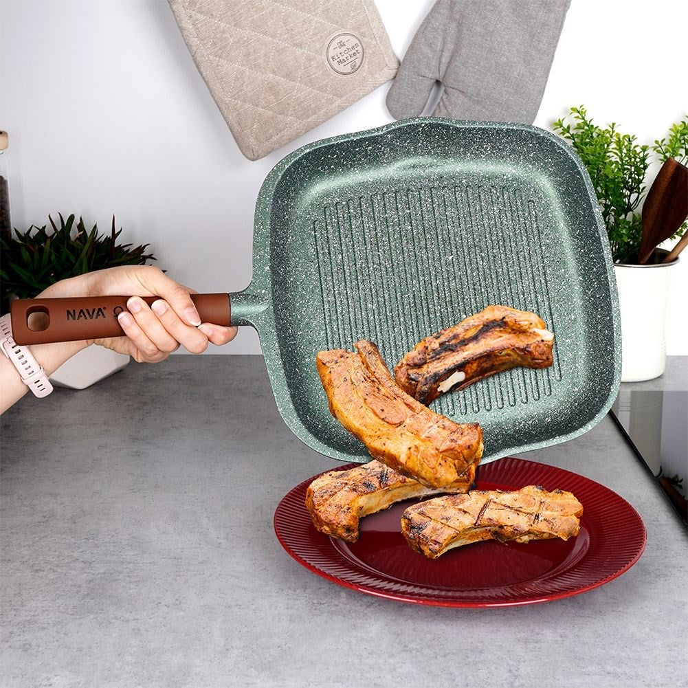 Grill pan with five-layer non-stick granite coating