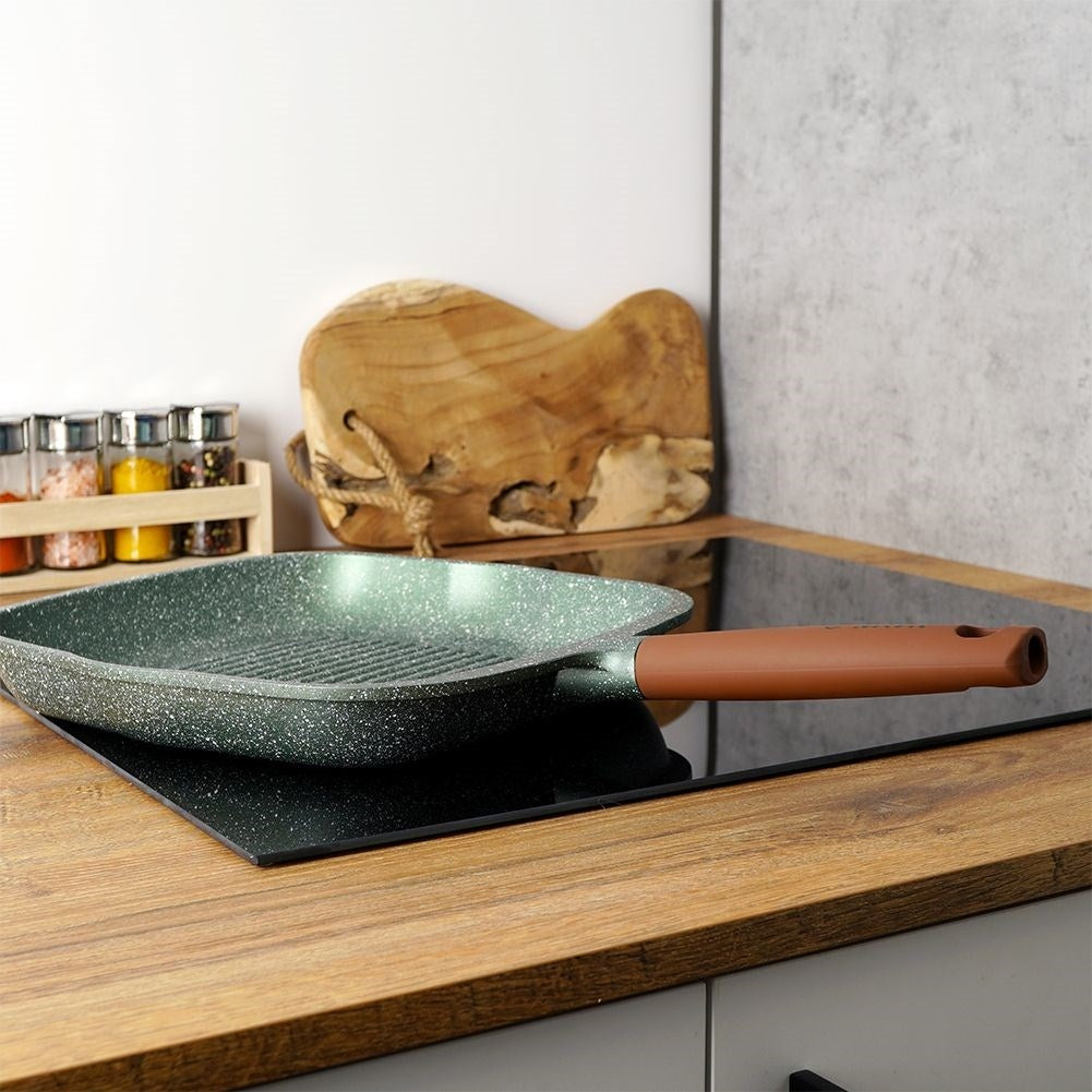 Grill pan with five-layer non-stick granite coating