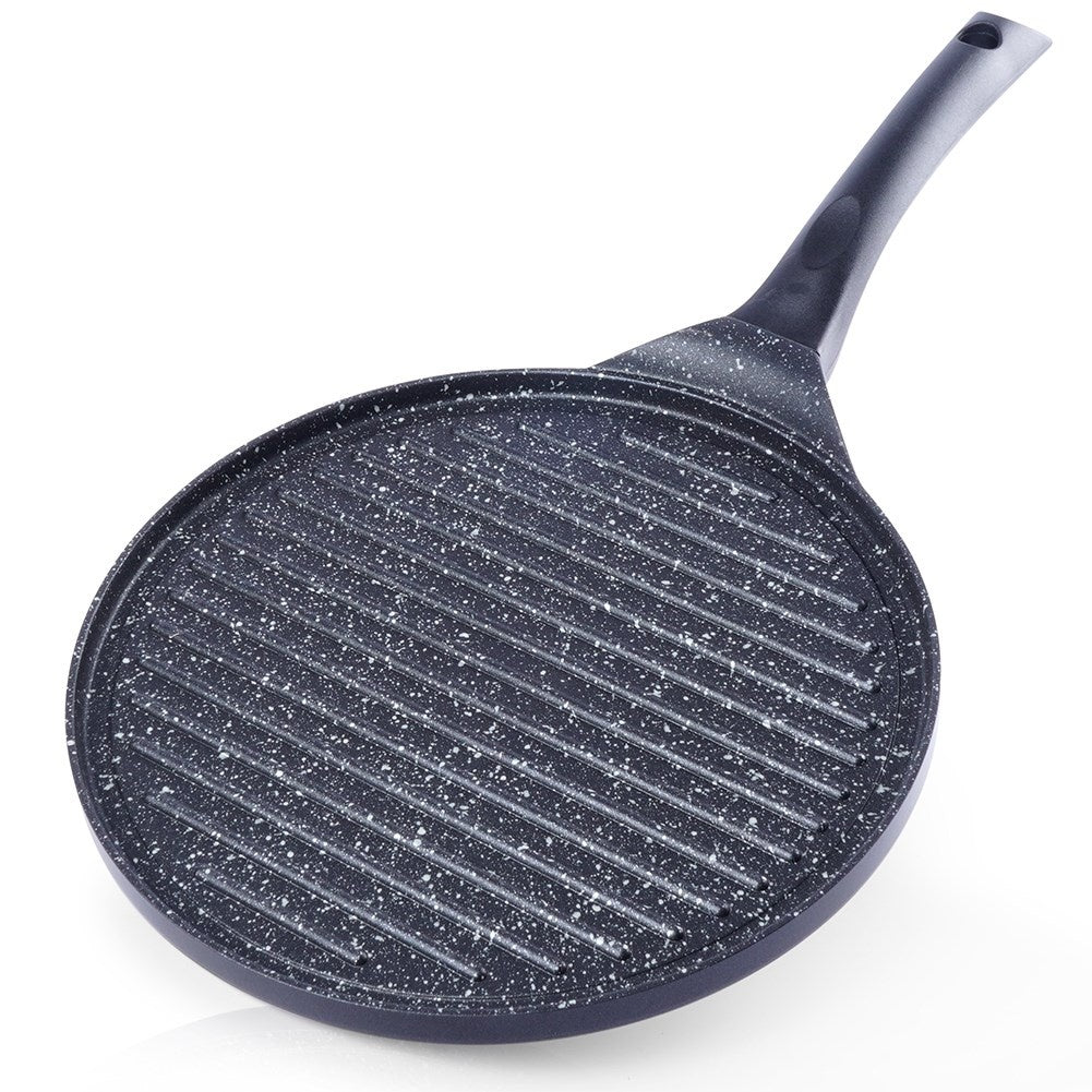 Grill pan with non-stick, granite coating for all kitchens