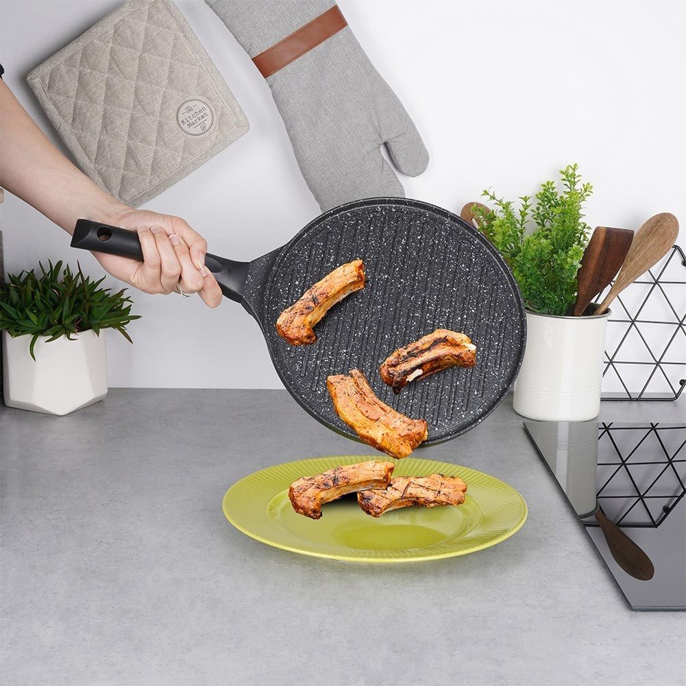 Grill pan with non-stick, granite coating for all kitchens