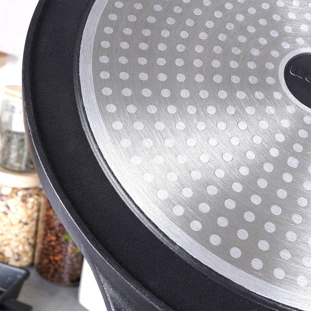 Grill pan with non-stick, granite coating for all kitchens