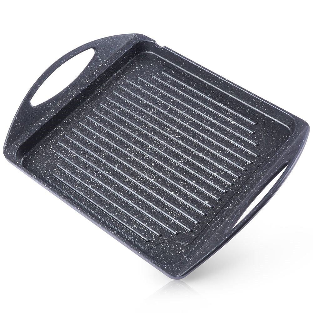 Grill plate in aluminum with non-stick granite coating