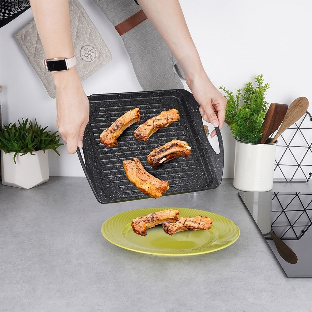 Grill plate in aluminum with non-stick granite coating