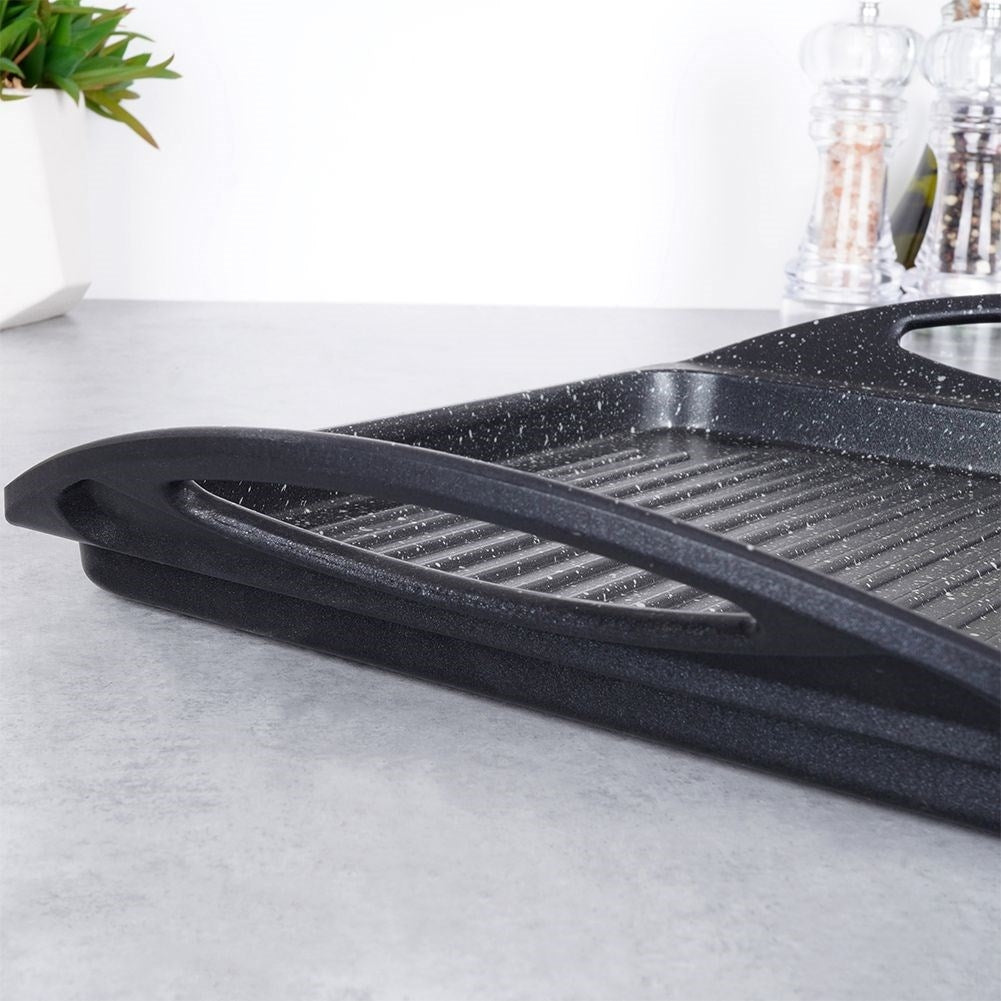 Grill plate in aluminum with non-stick granite coating
