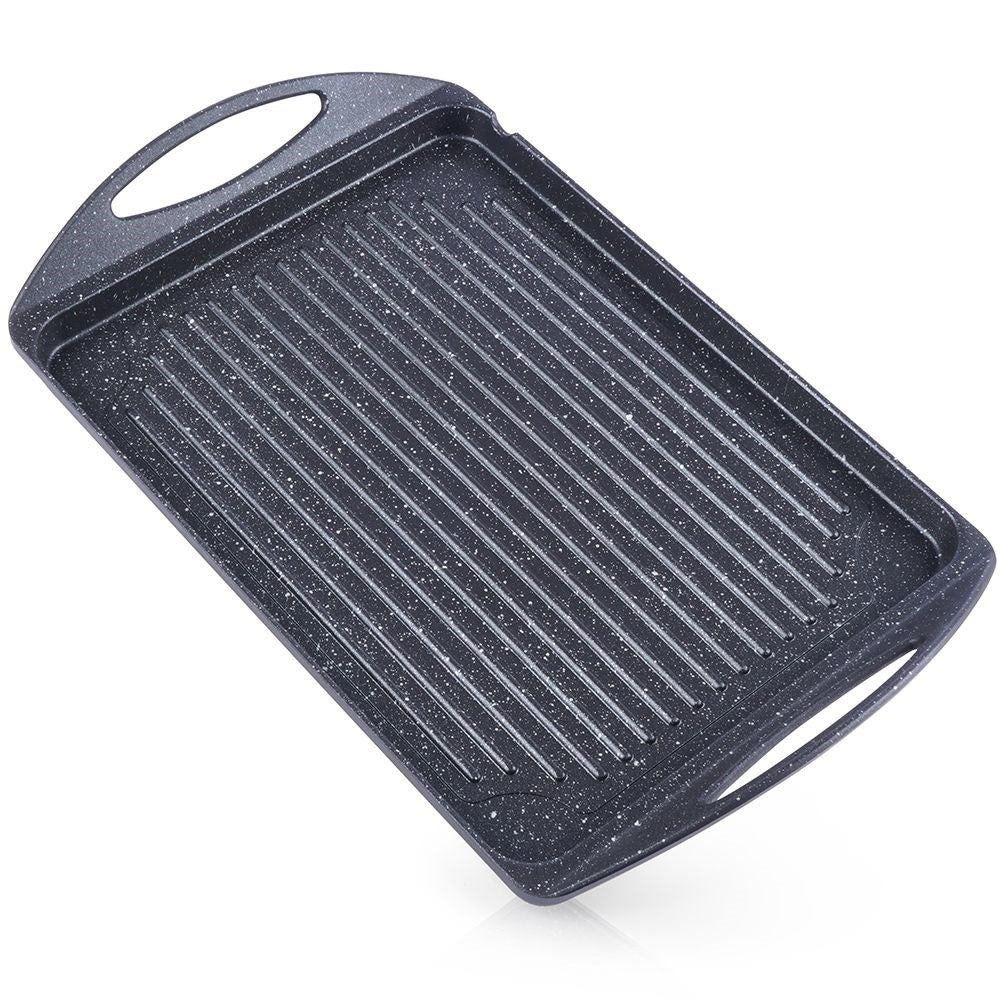 Grill plate in aluminum with non-stick granite coating