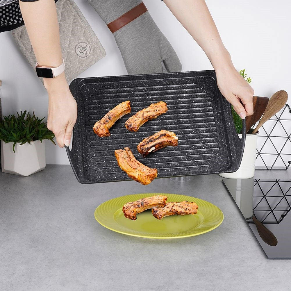 Grill plate in aluminum with non-stick granite coating