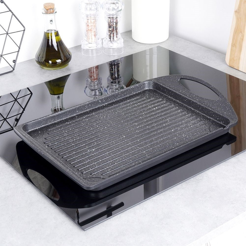 Grill plate in aluminum with non-stick granite coating