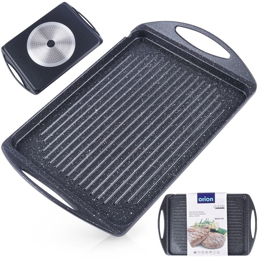 Grill plate in aluminum with non-stick granite coating