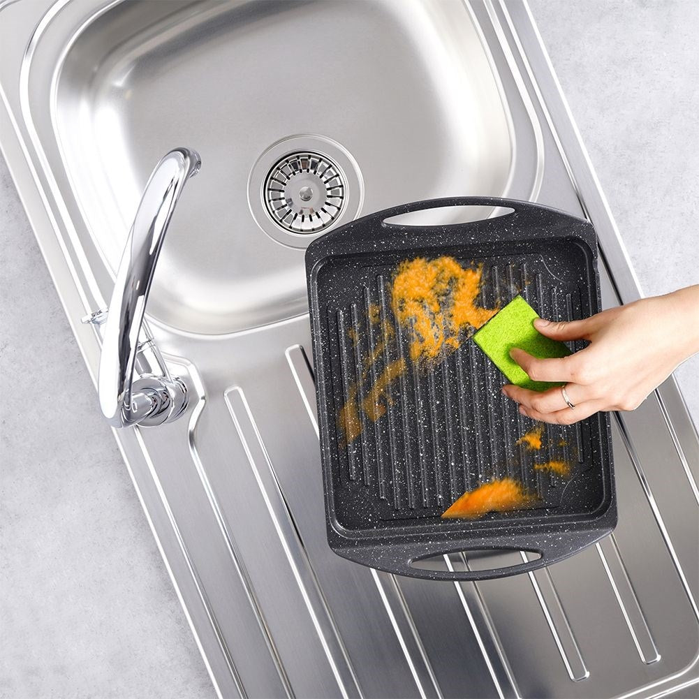 Grill plate in aluminum with non-stick granite coating
