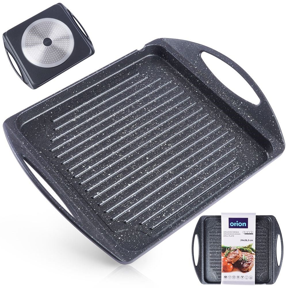 Grill plate in aluminum with non-stick granite coating