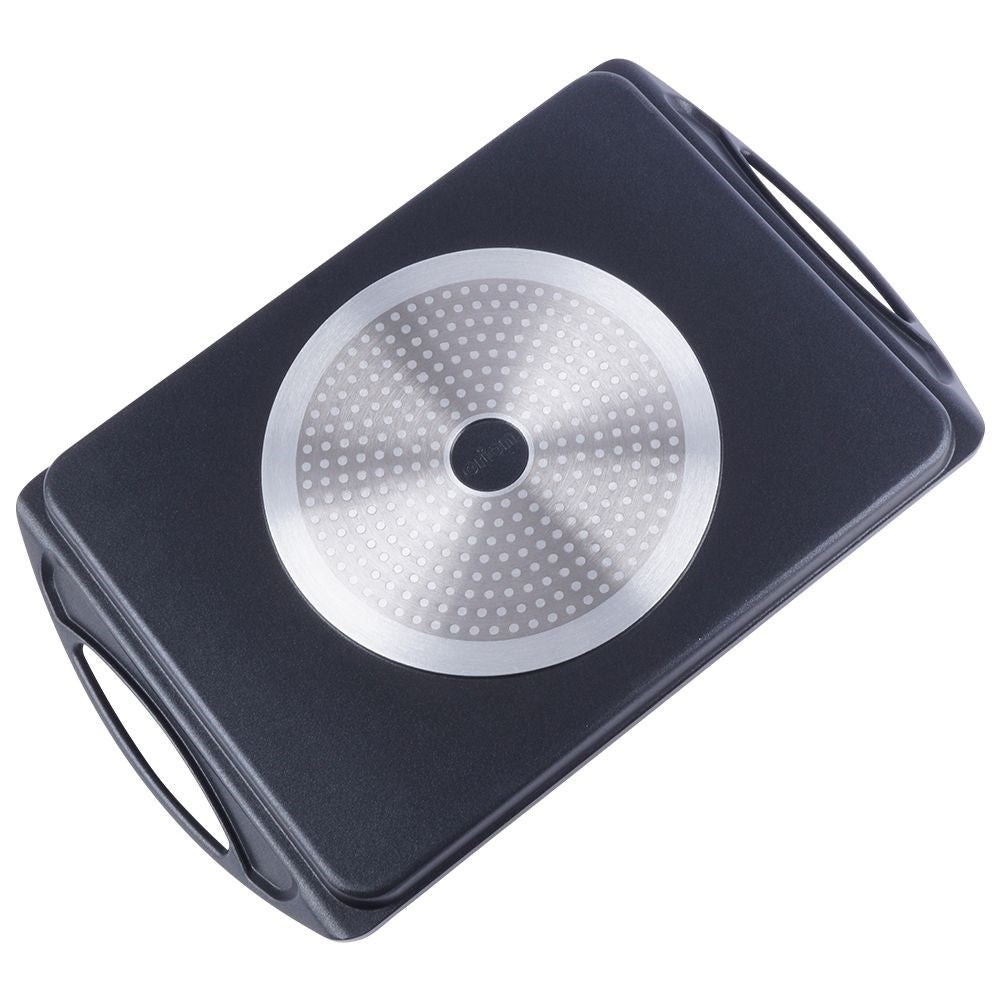 Grill plate in aluminum with non-stick granite coating