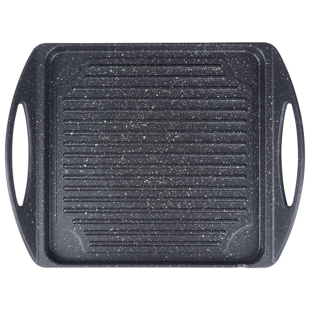 Grill plate in aluminum with non-stick granite coating